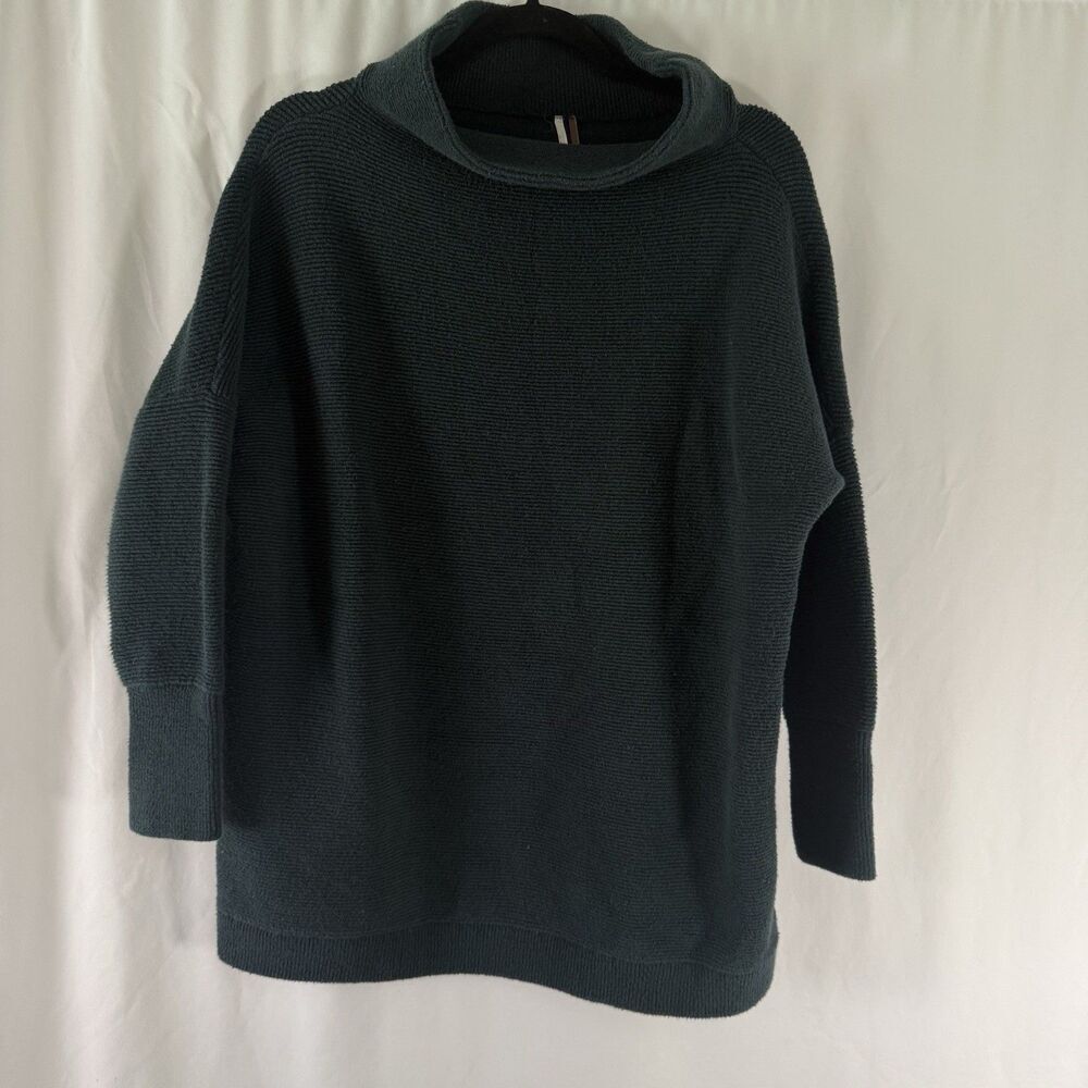 Free People Sweater Women's Small Green Ribbed Turtleneck Long Sleeve Pullover